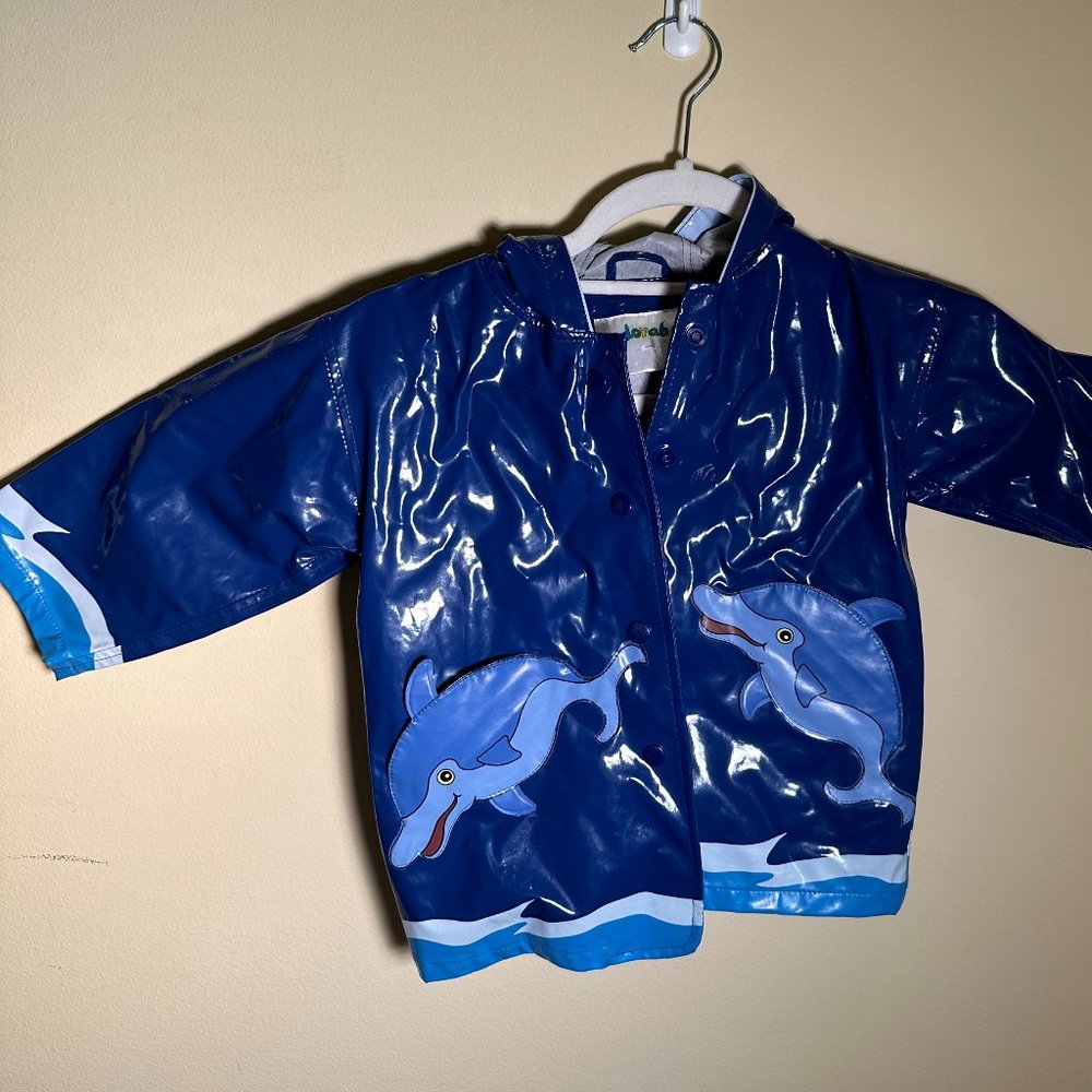 Unisex (Boys Size 2T) Dolphin Detail Raincoat